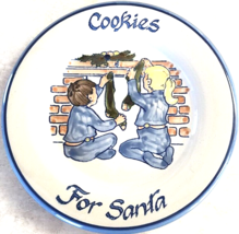 Louisville Stoneware Cookies For Santa Plate Hanging Stockings Made Kentucky 9&quot; - £20.95 GBP