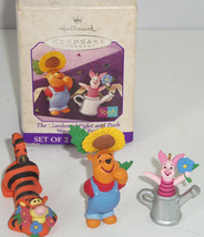 Disney Winnie Pooh Piglet Tigger Hallmark Ornament Mini Set Garden 1998 - £19.62 GBP