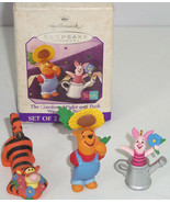 Disney Winnie Pooh Piglet Tigger Hallmark Ornament Mini Set Garden 1998 - £19.63 GBP