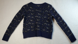 Athleta Sweater Womens XS Blue Animal Print Merino Extra Fine Wool Long Sleeve - £17.97 GBP