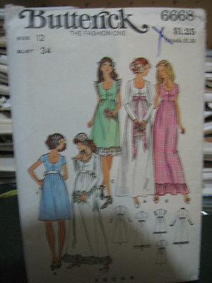 Primary image for Butterick 6668 Misses Bride & Bridesmaid Gowns Pattern - Size 12 Bust 34
