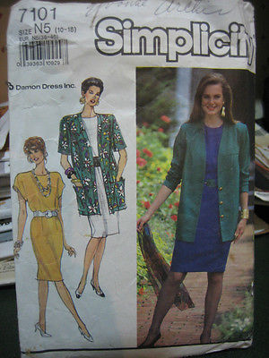 Simplicity 7101 Misses Jacket & Dress Pattern - Size 10-14 - $7.55