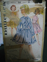 Vintage 1960&#39;s Butterick 2300 Girl&#39;s Dress Pattern - Size 8 Chest 26 - £9.25 GBP