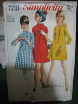 Vintage Simplicity 7291 Misses Dress in 2 Lengths Pattern - Size 14 Bust 34 - $12.30