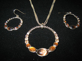 Liz Claiborne Crystal Studded Necklace & Matching Earrings - £11.33 GBP
