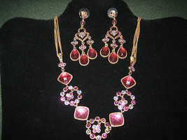 Beautiful Crystal Studded Necklace & Matching Chandelier Earrings - $24.80