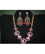 Beautiful Crystal Studded Necklace &amp; Matching Chandelier Earrings - £19.82 GBP