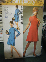 Vintage Simplicity Designer Fashion 8909 Misses Dress Pattern - Size 14 Bust 36 - $11.24