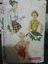 Vintage 1950&#39;s Simplicity 4420 Teen Size Blouse Pattern - Size 10 Bust 28 - £9.47 GBP