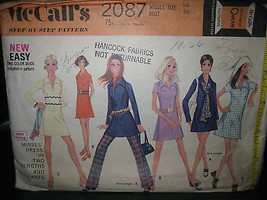 Vintage McCall&#39;s 2087 Dress in 2 Lengths &amp; Pants Pattern - Size 14 Bust 36 - £9.21 GBP