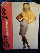 Vintage McCall&#39;s Stitch&#39;n Save #5916  Top &amp; Skirt Pattern - Size 10 &amp; 12 - $6.75