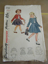 Vintage 1950's Simplicity 2751 Girl's Bolero, Skirt & Blouse Pattern - Size 6 - $11.49