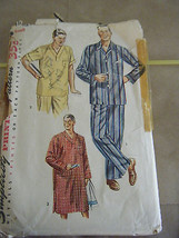 Vintage 1950&#39;s Simplicity 4108 Men&#39;s Pajamas &amp; Nightshirt Pattern-Size S... - £9.07 GBP