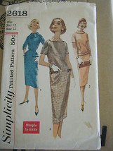 Vintage 1950&#39;s Simplicity 2618 Misses One-Piece Dress Pattern - Size 12 ... - £12.94 GBP