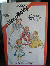 Simplicity Cinderella 5907 Girl's Dress & Apron in 2 Lengths Pattern - Size 4 - $6.75