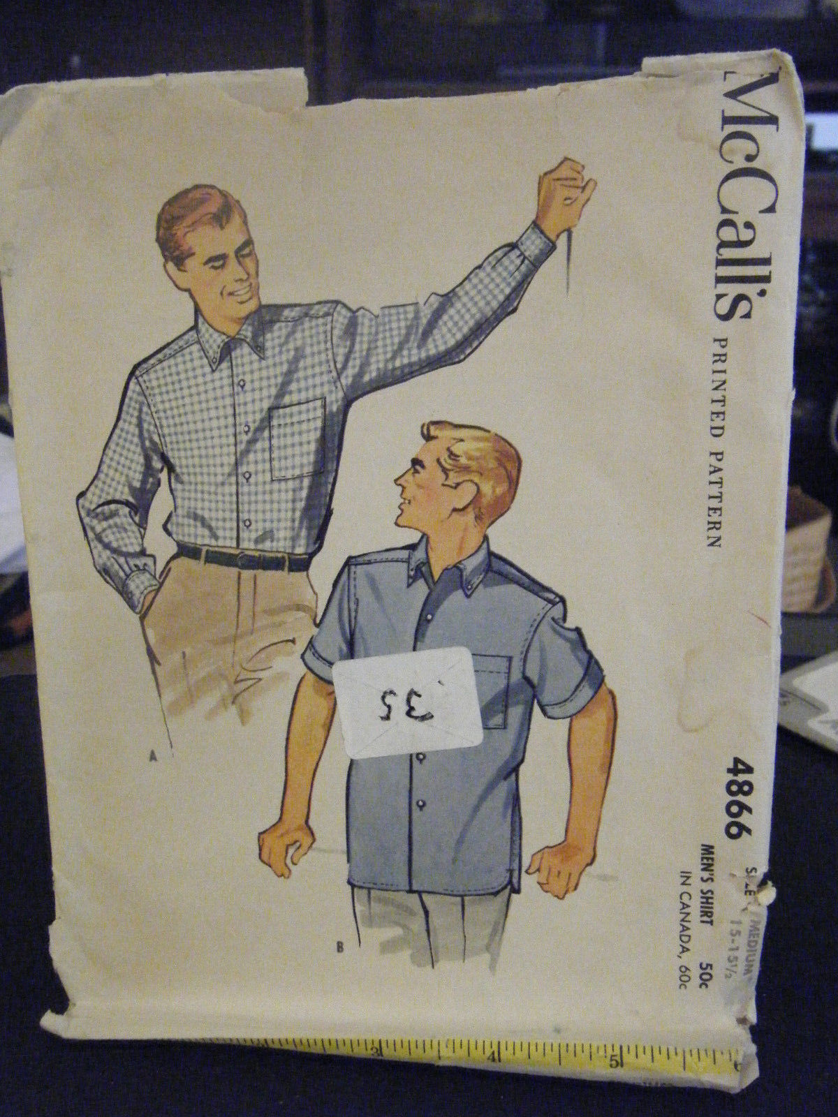 Vintage McCall's 4866 Men's Shirt Pattern - Size M (15-15 1/2) - $10.21