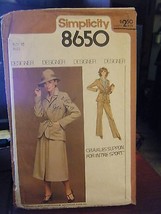 Vintage Simplicity 8650 Unlined Jacket, Skirt, Pants & Shirt Pattern - Size 10 - $9.37