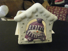 Cute Houston Harvest Gift Products Snowman &amp; House Votive Candle Holder - £8.50 GBP