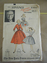 Vintage 1950&#39;s Advance 6493 Girl&#39;s Coat Dress &amp; Scarf Pattern - Size 14 Bust 32 - £15.25 GBP