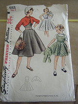 Vintage Simplicity 4168 Girl's Jumper, Dress & Bolero Pattern - Size 8 Bust 26 - $11.15