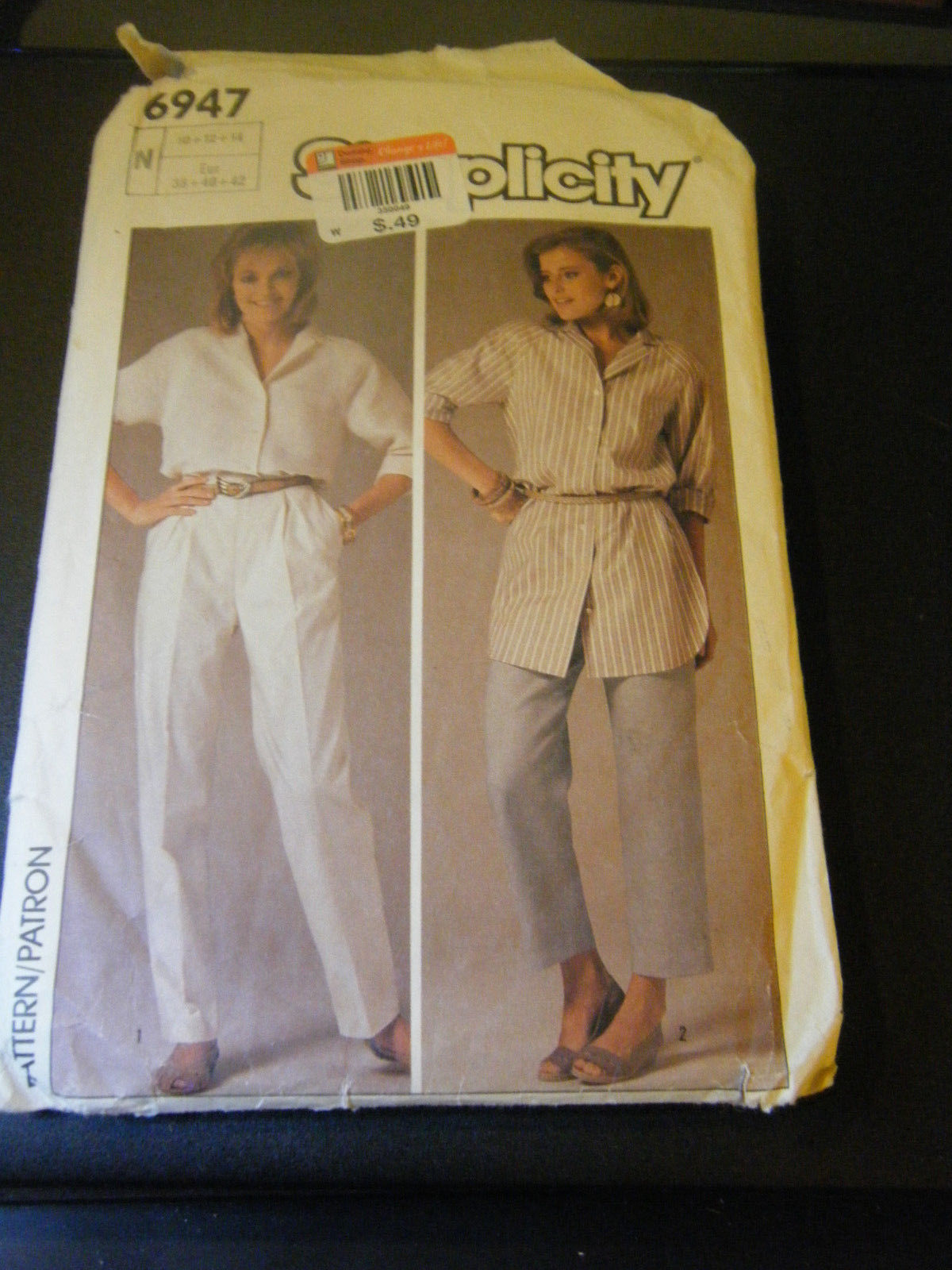 Vintage Simplicity 6947 Misses Shirt & Pants in 2 Lengths Pattern - Size 10 - $6.31