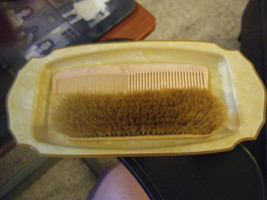 Vintage Art Deco Plastic Celluloid Vanity Tray &amp; Hair or Clothing Brush ... - £17.86 GBP