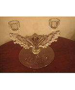 Vintage Depression? Art Deco Pressed Blown Glass Double Candleabra - £25.70 GBP