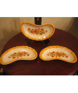 Lot of 3 Utha Signed Transfer Ware Floral Scalloped Edge Bone Dishes - £16.38 GBP