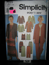 Simplicity #7099 Misses Jacket in 2 Lengths/Skirt/Top/Pants Pattern - Sizes 8-14 - $6.26