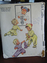 Vintage McCall&#39;s 2088 Toddler&#39;s 2-Piece Sleeper, Cap &amp; Toy Pattern - Size 1 - £26.75 GBP