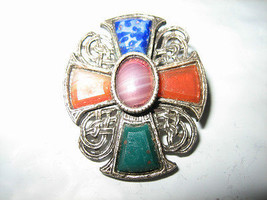 Celtic 5 Stone Cross Pin or Pendant - $12.30