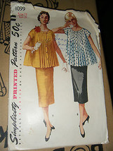 Vintage 1950&#39;s Simplicity 1099 Maternity Suit-Dress Pattern - Size 11 Bu... - $22.70