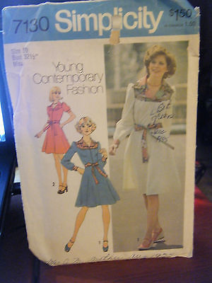 Vintage Simplicity 7130 Misses Dress in 2 Lengths Pattern - Size 10 Bust 32 1/2 - $7.65