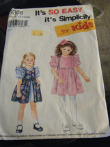 Simplicity 9308 Girl's Dress Pattern - Sizes 2/3/4/5/6/6X - $6.81