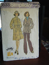 Simplicity 6633 Misses Jiffy Unlined Front Wrap Coats Pattern - Size 10 - £7.36 GBP