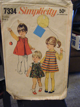 Vintage Simplicity 7334 Toddler Girl&#39;s Blouse &amp; Jumper Pattern - Size 1 ... - $11.15