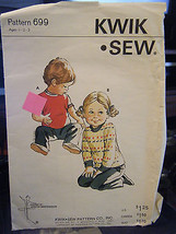 Vintage Kwik Sew 699 Toddler&#39;s T-Shirt Pattern - Size Ages 1 &amp; 2 - $6.12