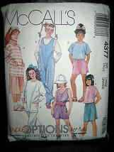 McCalls 4377 Girls&#39; Jumpsuit/Top/Skirt/Pants/Shorts/Cummerbund/Cowl Pattern-Sz L - £4.70 GBP