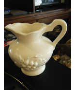 Vintage Lefton Bunch of Grapes Decorated Milk White Pitcher - AS IS - Japan - $10.21