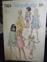 Vintage Simplicity 7454 Girl's Dress & Bag Pattern - Size 12 Chest 30 - $10.64