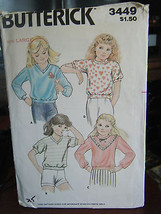 Vintage Butterick 3449 Girl&#39;s Knit Tops Pattern - Size L (5-6) Chest 24-25 - $5.67