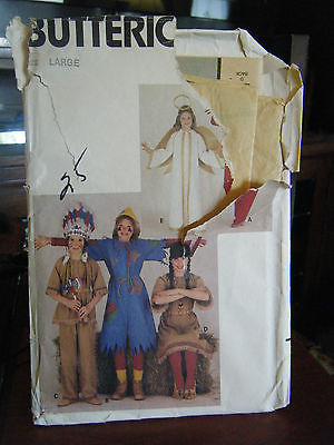 Butterick 4073 Kid's Scarecrow, Angel, Devil, Indian Costume Pattern - Size L - $7.65