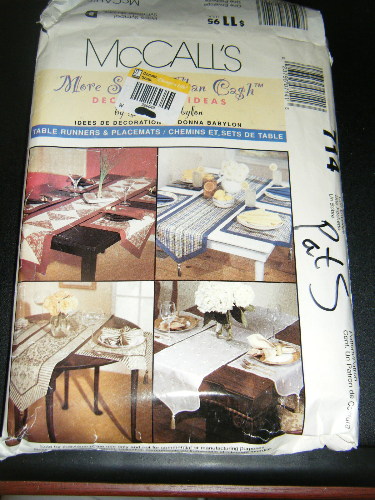 Primary image for McCall's by Donna Babylon 714 Tablerunners & Placemats Pattern