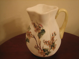 Vintage Handpainted Floral Design Fluted Pitcher With Handle - £19.59 GBP