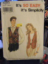 Vintage Simplicity 9285 Men's, Misses & Teen's Vest Pattern - Sizes XS & S - $5.26