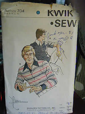 Primary image for Vintage Kwik Sew 704 Men's Shirts Pattern - Sizes S & M (34 & 38 Chest)