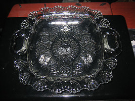 Vintage Pressed Glass Serving or Candy Dish Bowl With Handles - £14.81 GBP