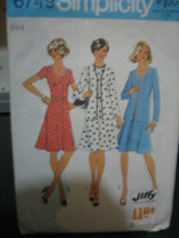 Simplicity 6749 Misses Dress & Cardigan Pattern - Size 8 - $9.55