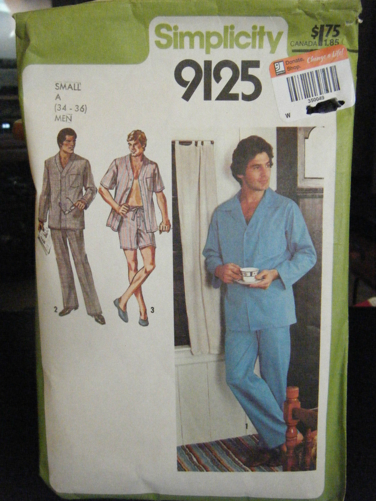 Simplicity 9125 Men's Pajamas Pattern - Size S (34-36) - $8.35