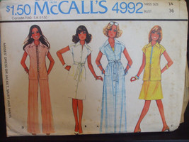 McCall's 4992 Misses Dress or Jacket, Skirt & Pants Pattern - Size 14 Bust 36 - $10.00